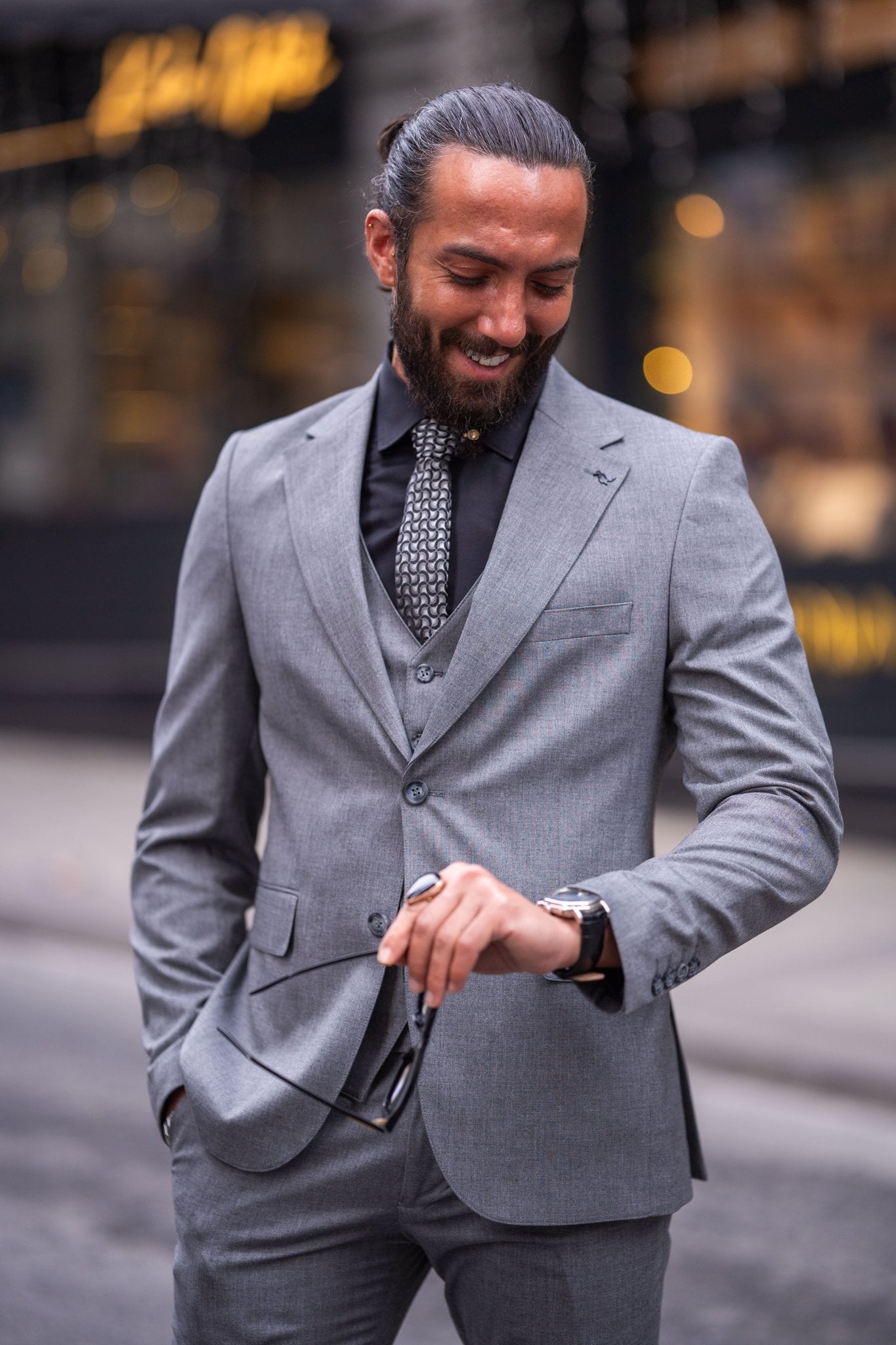 dress shirts to wear with grey suit Timeless Elegance of Grey Suit and Black Shirt Outfits for Men MENSWEARR.COM
