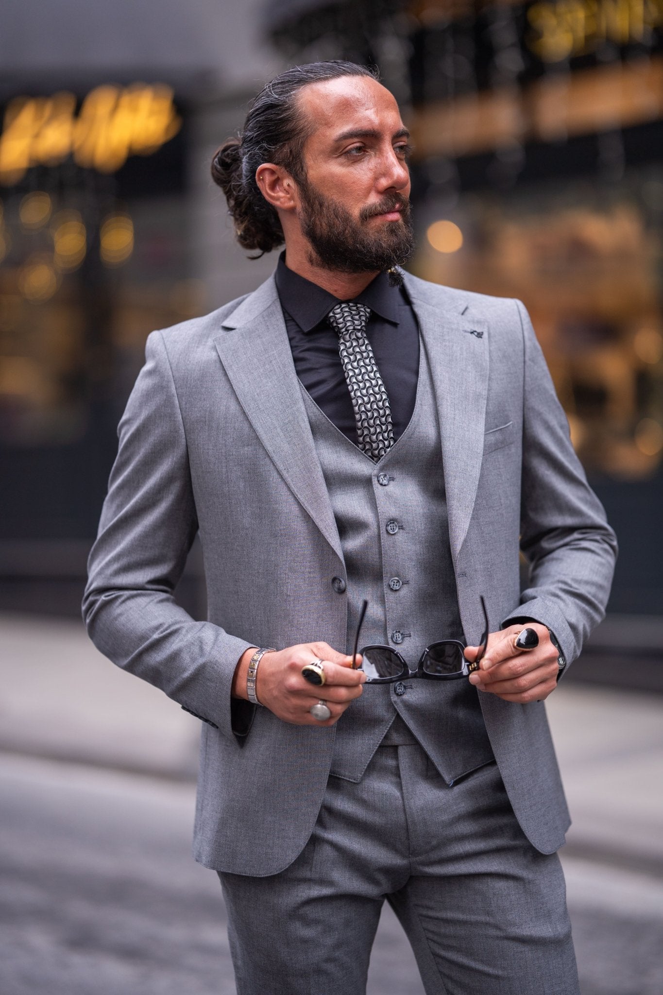 Men's Slim Fit Gray Suit for Wedding EU54/US44 / 31W