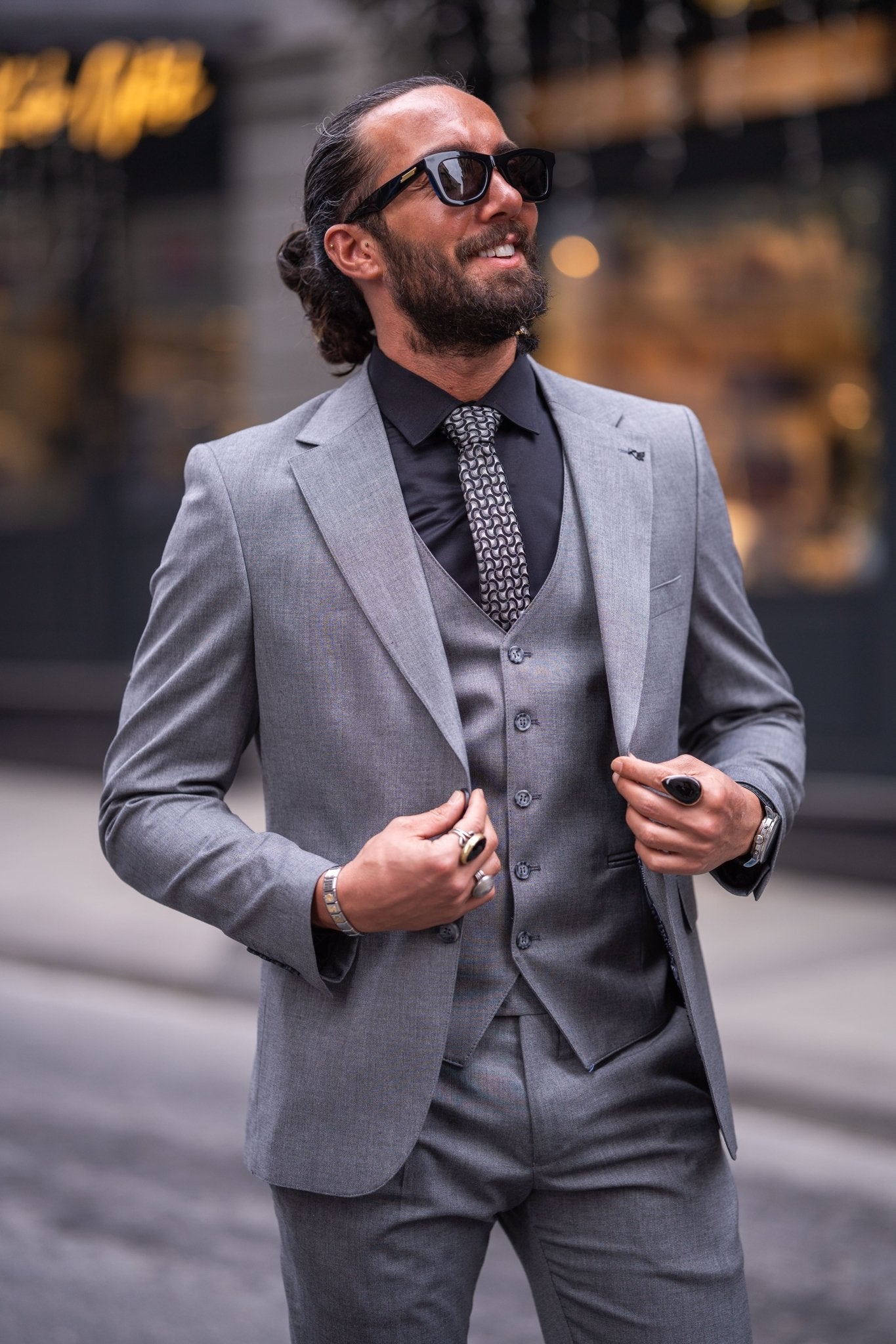 Men's Slim Fit Gray Suit for Wedding HolloMen Men's Slim Fit Gray Suit for Wedding HolloMen