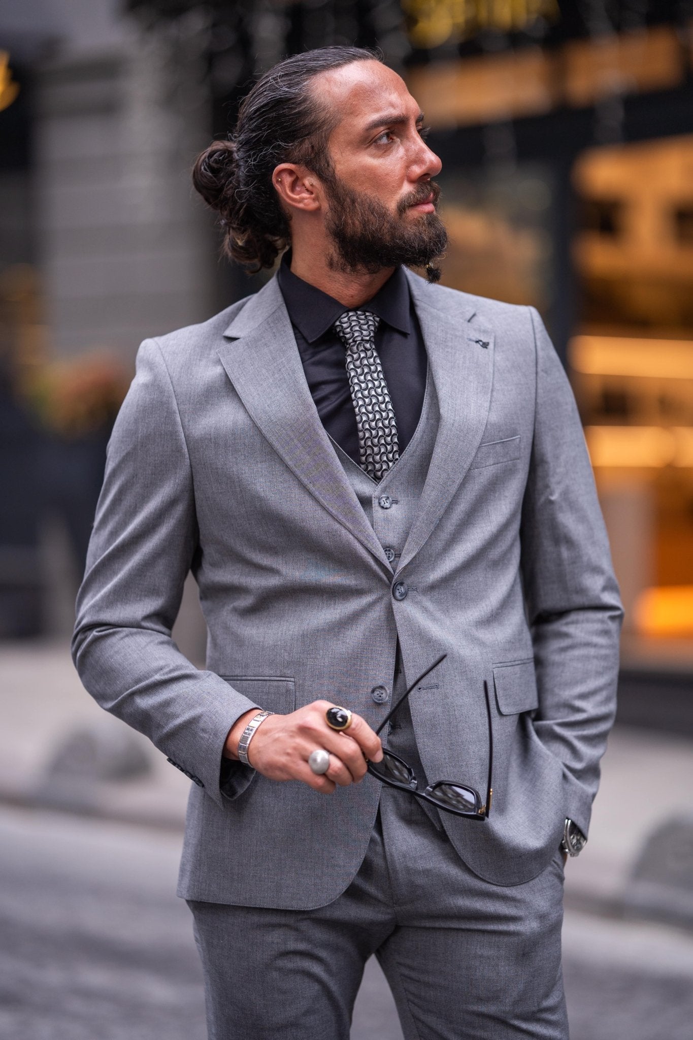 Men's Slim Fit Gray Suit for Wedding HolloMen Men's Slim Fit Gray Suit for Wedding HolloMen