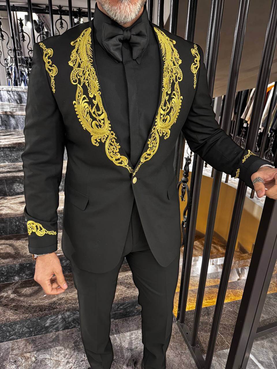 Redefine Elegance: HolloMen's Black Yellow Tuxedo Redefine Elegance: HolloMen's Black Yellow Tuxedo