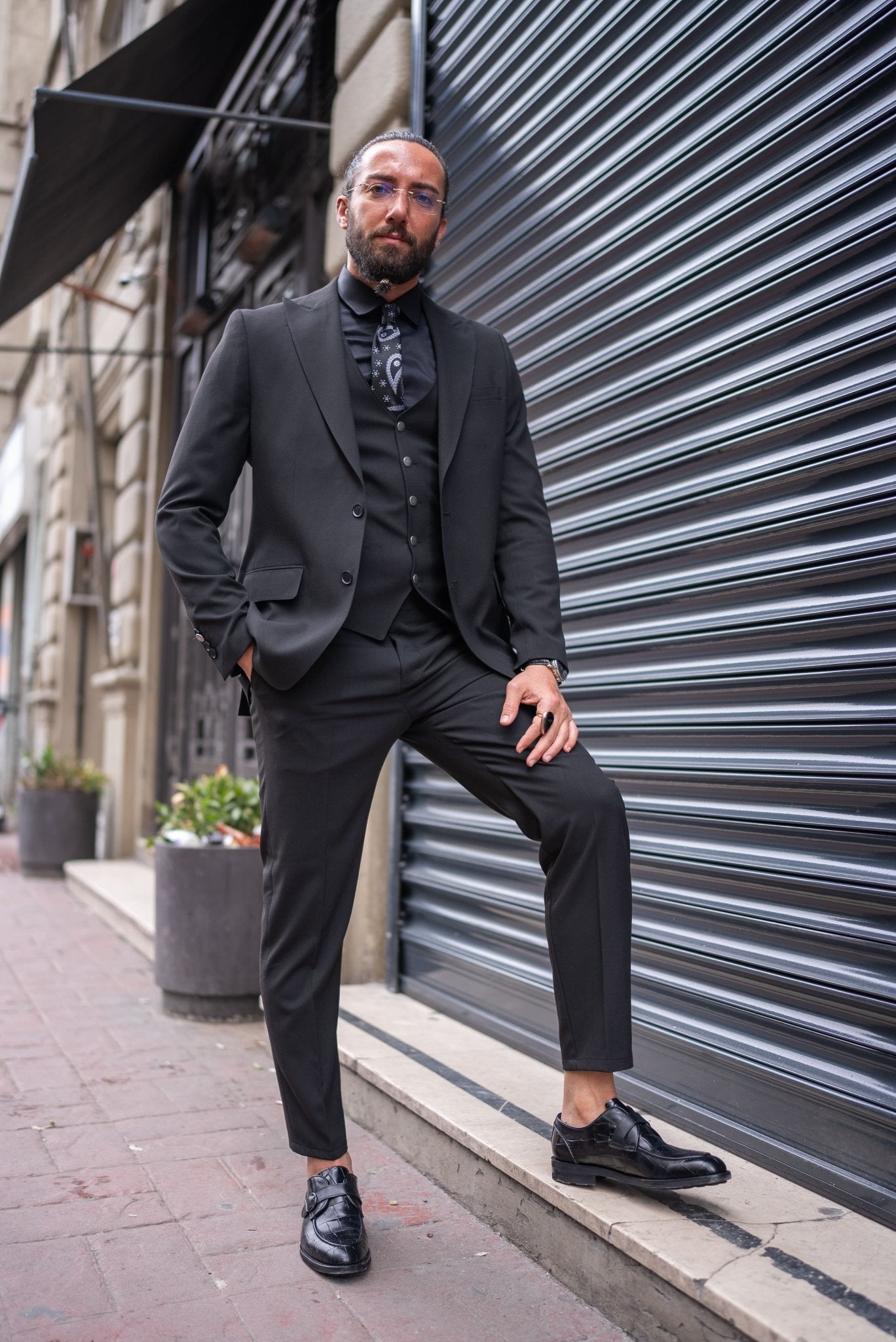 dress black suit Men's Jacket For special events Black Essentials Suit Outfit |