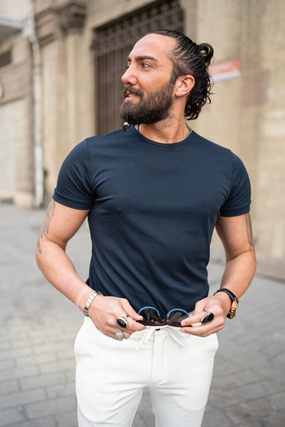 Rieti Crew Neck T-Shirt — Navy