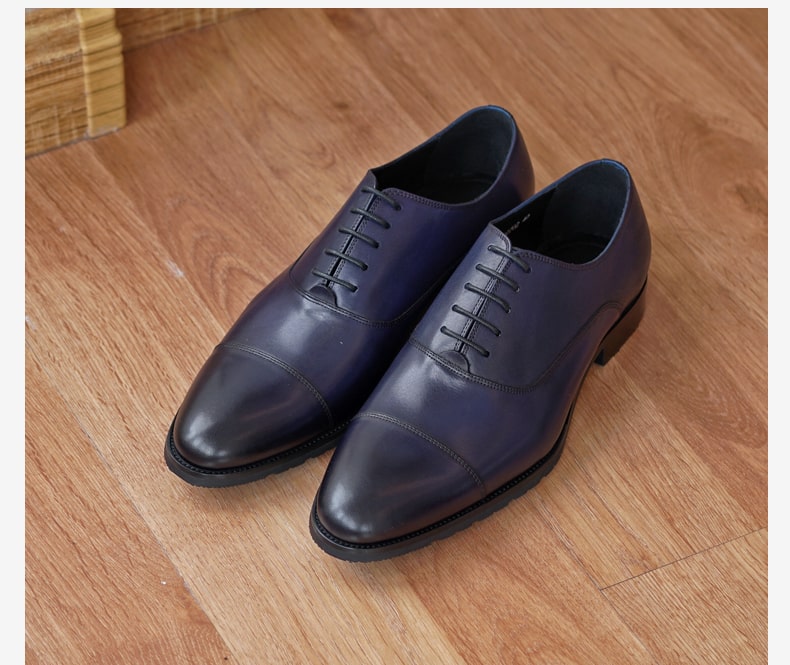 Formal Navy Blue Leather Oxford Shoes for Men HolloMen Formal Navy Blue Leather Oxford Shoes for Men HolloMen