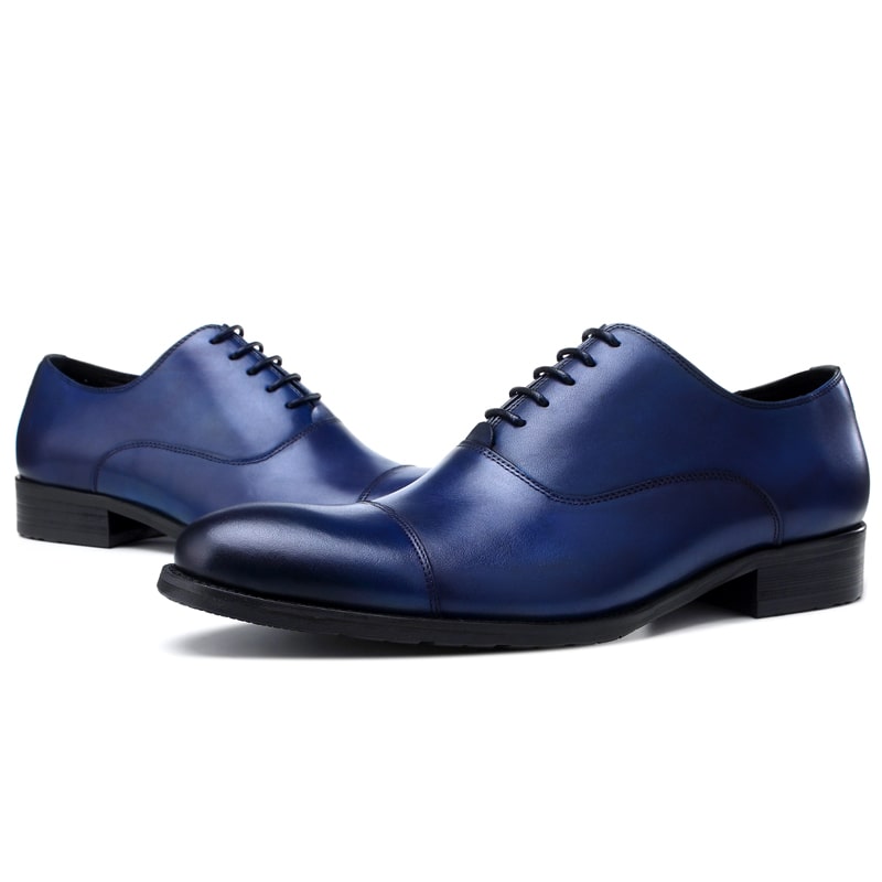 Formal Navy Blue Leather Oxford Shoes for Men HolloMen Formal Navy Blue Leather Oxford Shoes for Men HolloMen