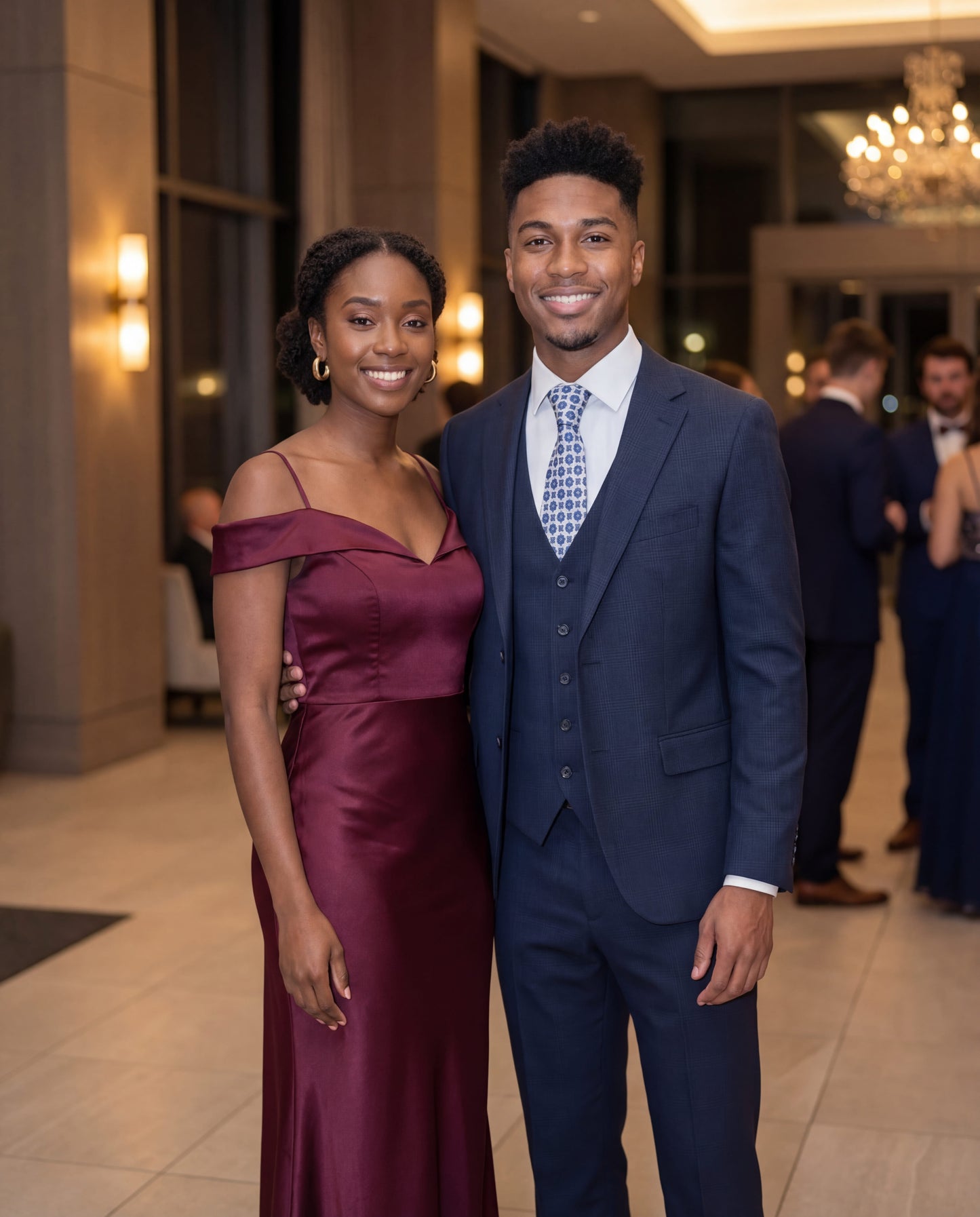 Navy Blue Slim Fit 3-Piece Prom Suit — Match the Dress Edition