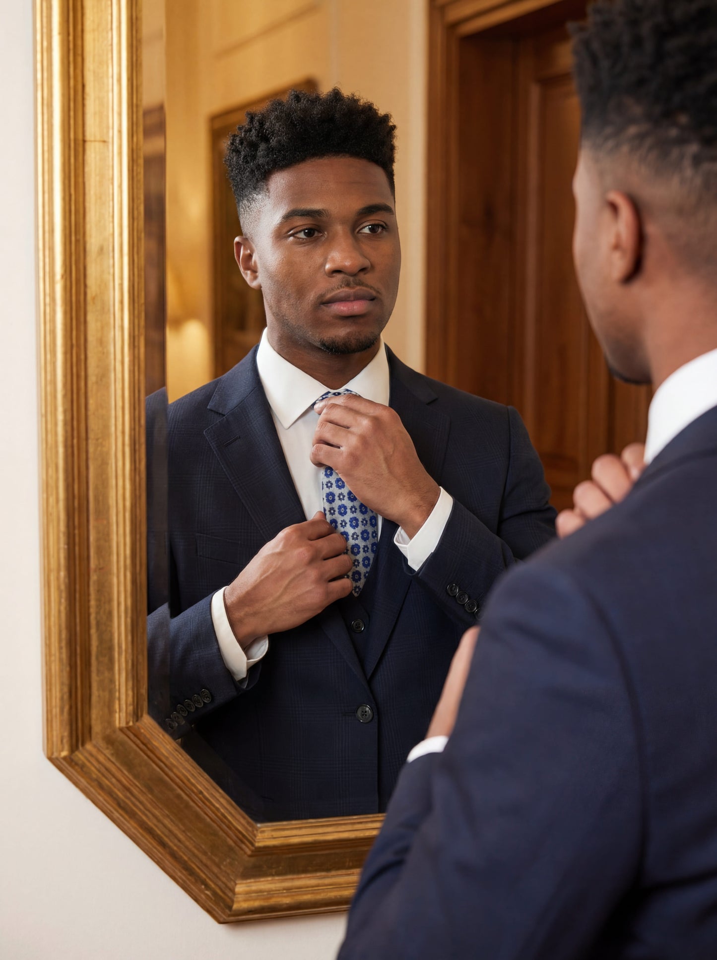 Navy Blue Slim Fit 3-Piece Prom Suit — Match the Dress Edition