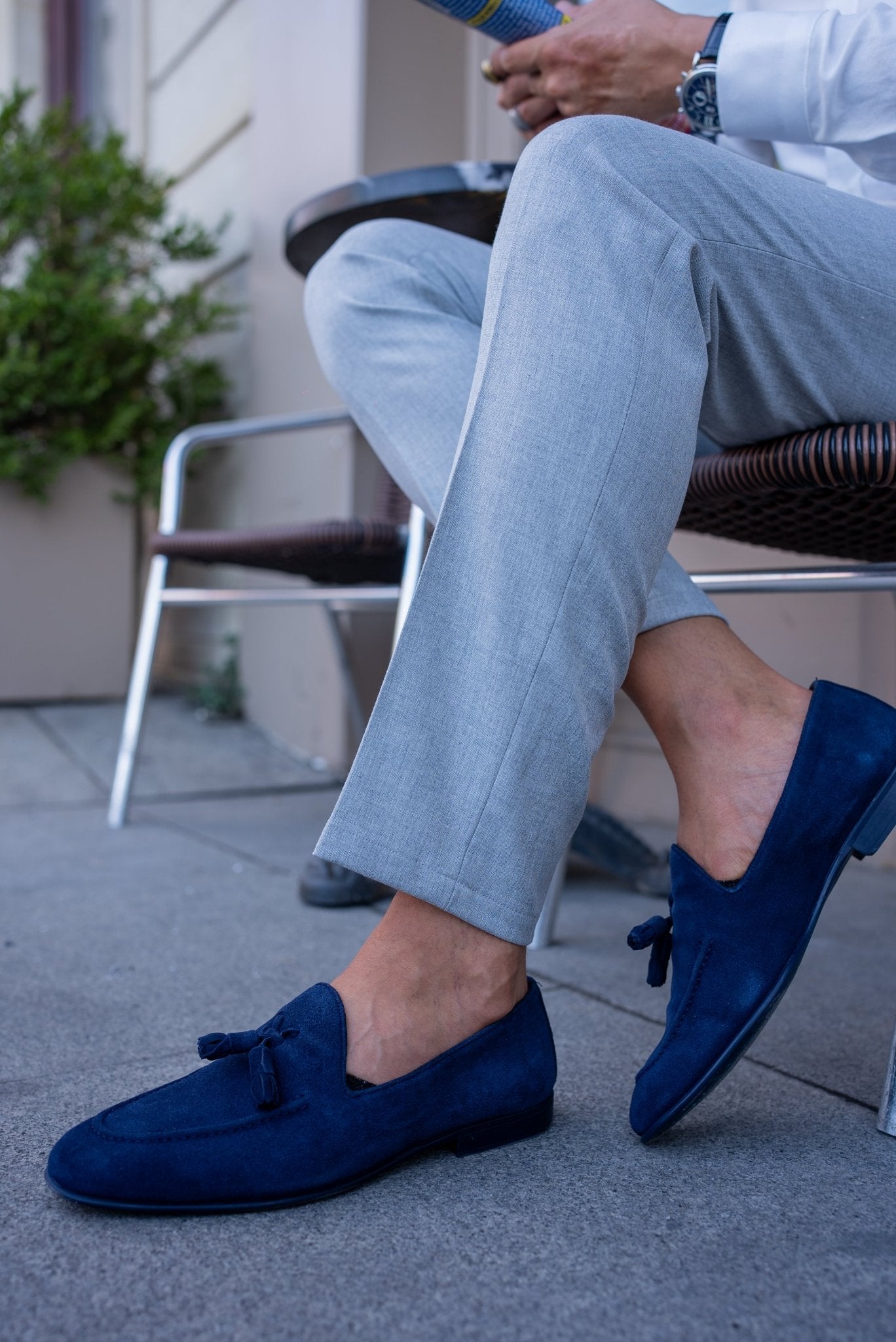 Ultimate Fashion Choice with Suede Navy Blue Tassel Loafers. HolloMen Ultimate Fashion Choice with Suede Navy Blue Tassel Loafers. HolloMen