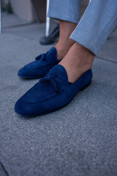 Ultimate Fashion Choice with Suede Navy Blue Tassel Loafers