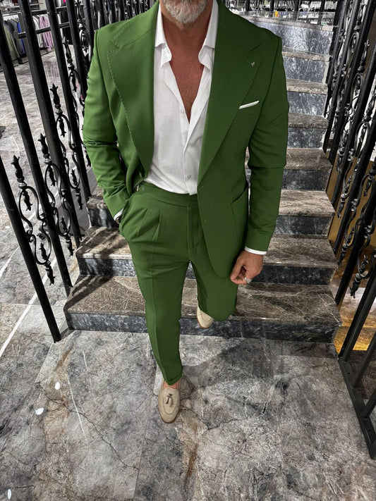 HolloMen Men's Green Regular-Fit Suit