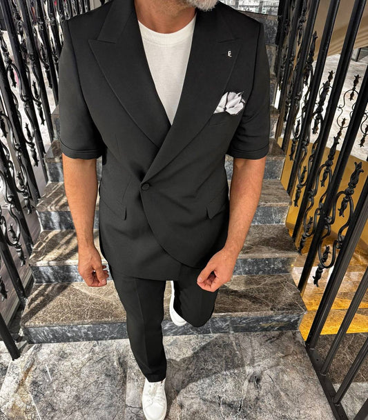 HolloMen Men's Short-Sleeve Double-Breasted Summer Suit Collection