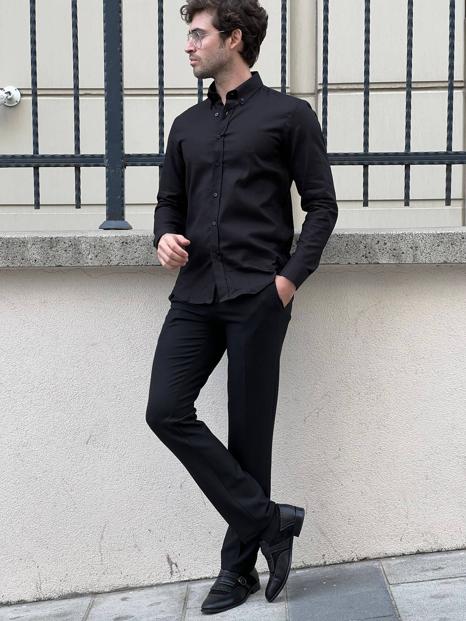 Undeniable Elegance: Men's Black Cotton Shirt | HolloMen Undeniable Elegance: Men's Black Cotton Shirt | HolloMen