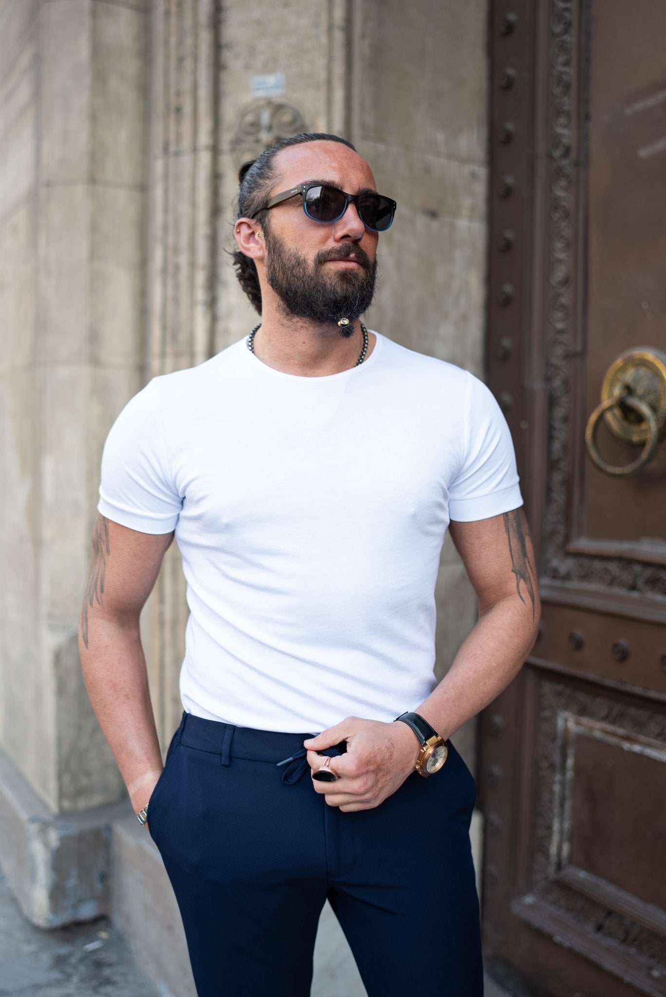 dress t shirt men Luxurious White Cotton T-Shirt for Men