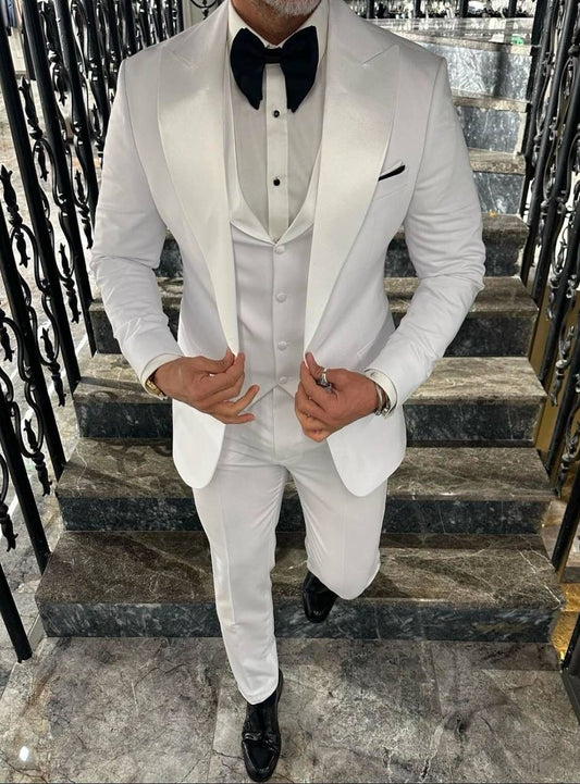 Summer Wedding White & Blue Tuxedo Set