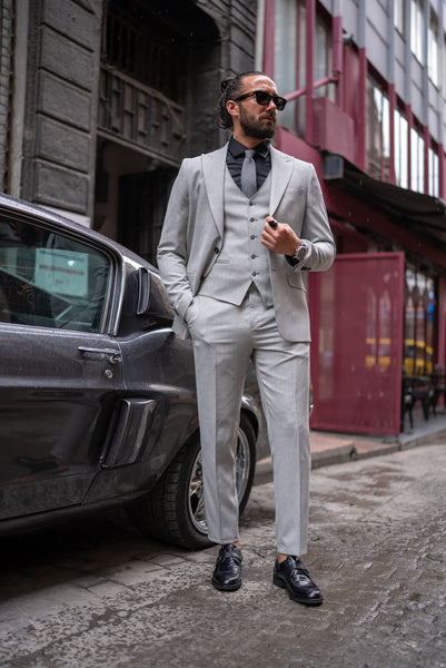 CRIMIE TAILORED FORMAL SUITグレー　L セットアップ slate-signature-gray-suit-