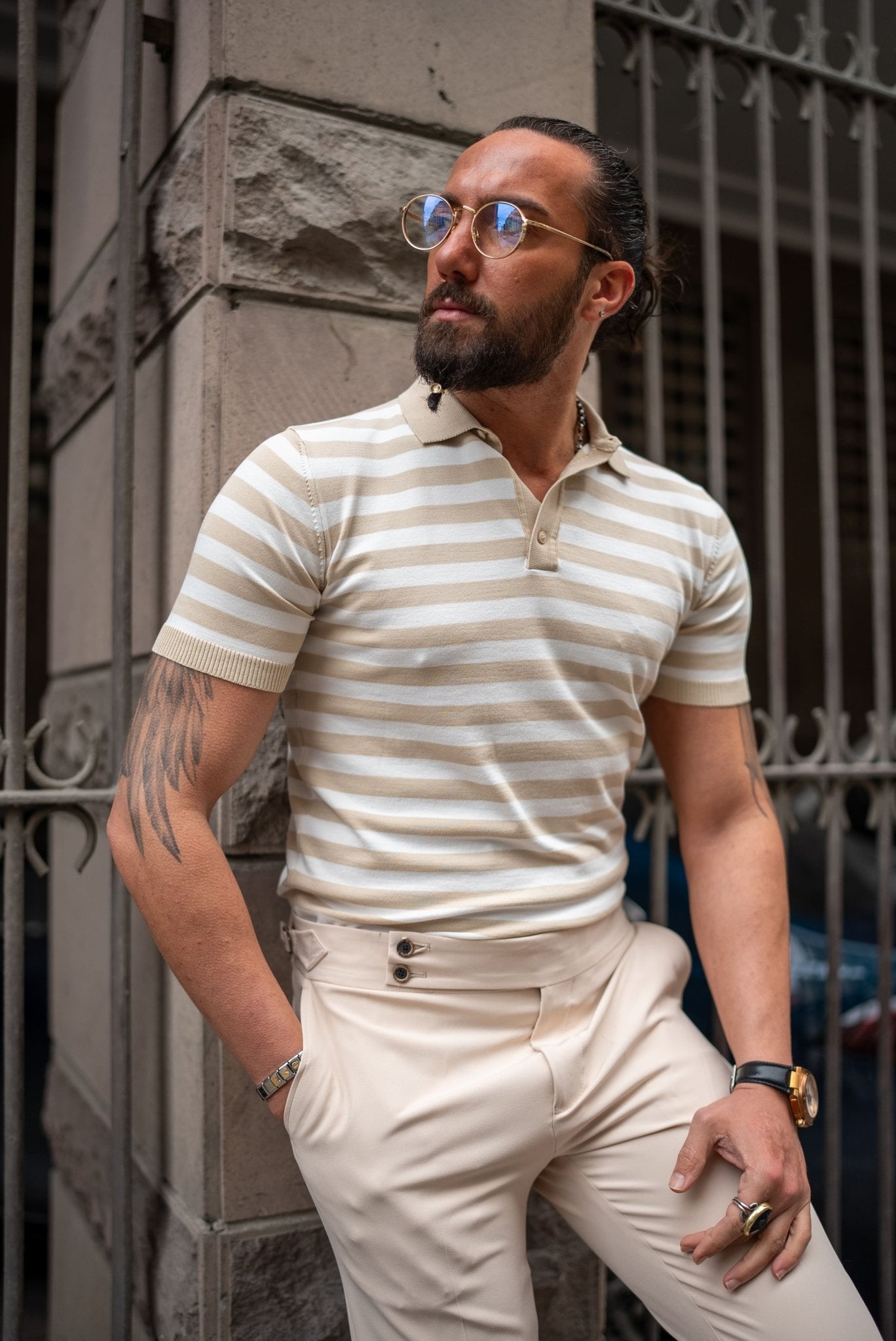HolloMen Men's Slim Fit Beige Gurkha Trousers. HolloMen Men's Slim Fit Beige Gurkha Trousers.