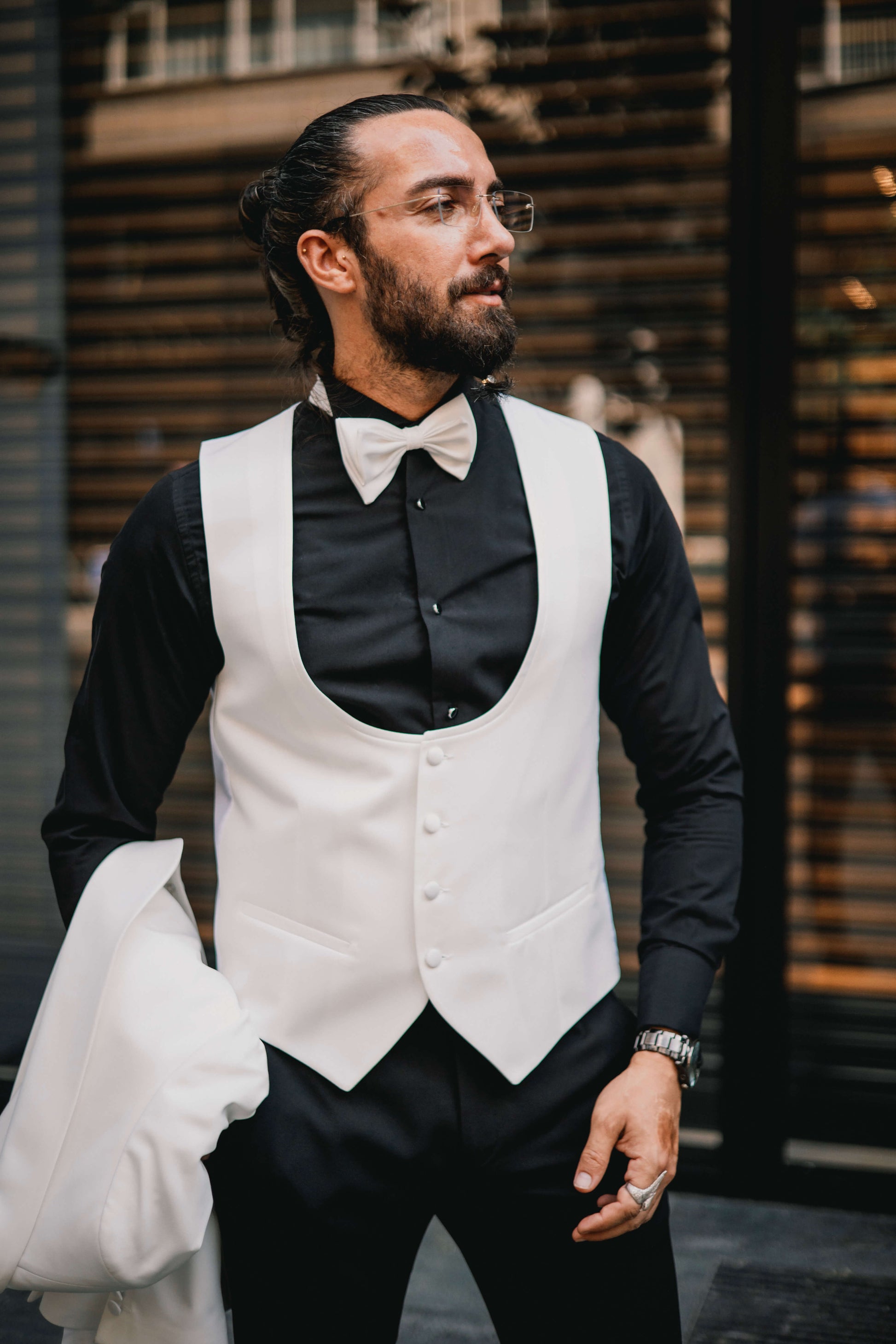 Ivory Contrast Gala Tuxedo – Luxury Black and White Tuxedo for Men ...