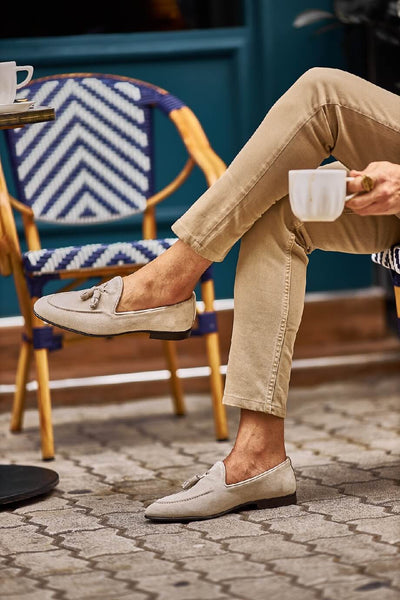 Suede Beige Tassel Loafers: Make a Lasting Impression – HolloMen display picture 2