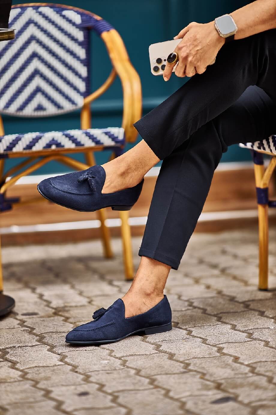 Suede Navy Blue Tassel Loafers: Impeccable Style Refined HolloMen Suede Navy Blue Tassel Loafers: Impeccable Style Refined HolloMen