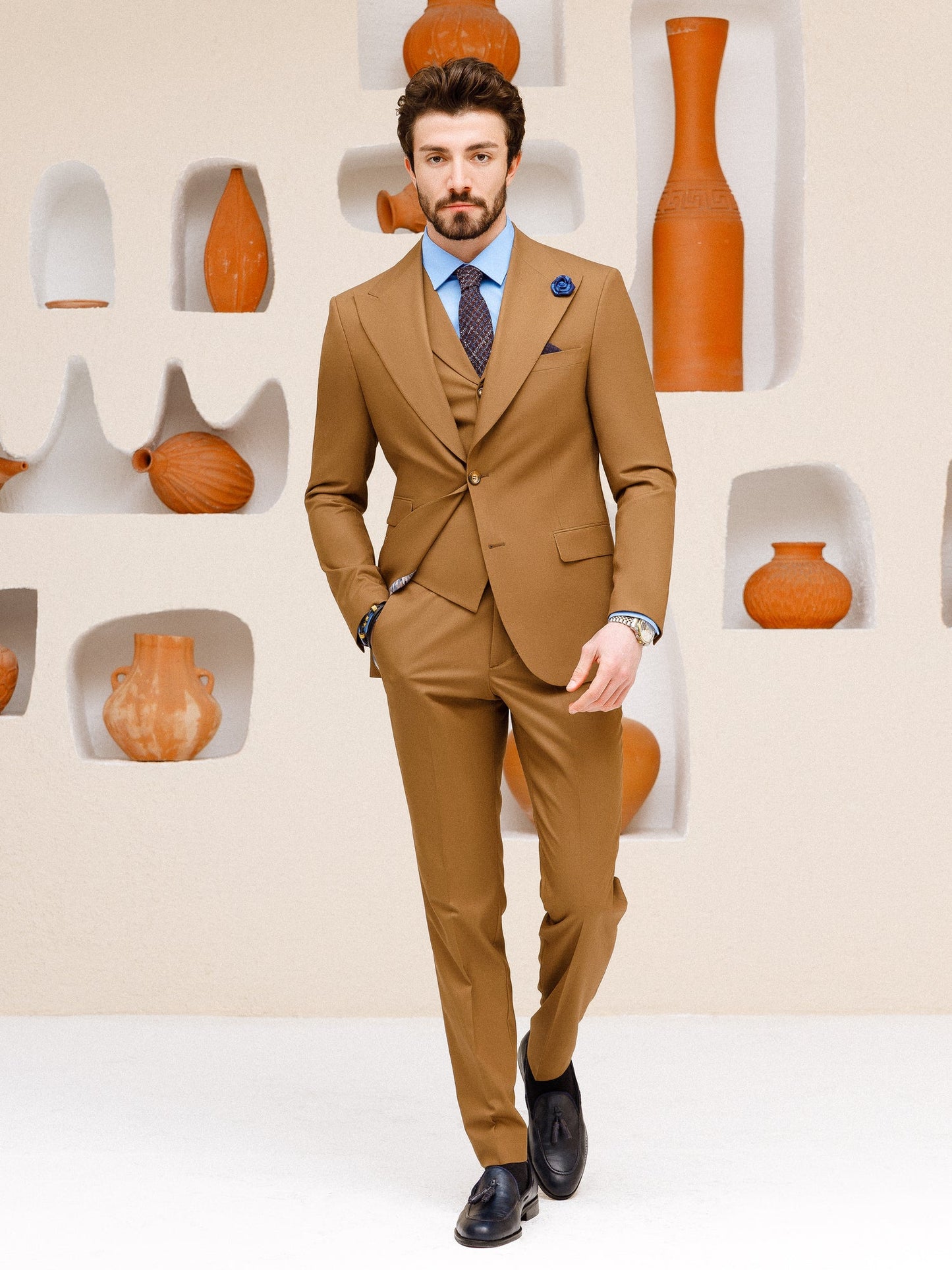 Brown Slim-Fit Suit 3-Piece