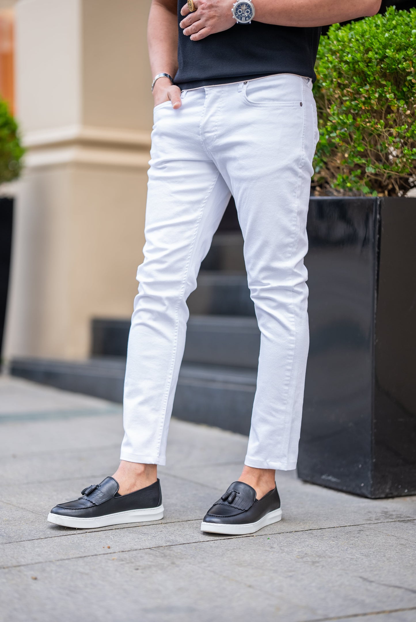 A White Jeans on display