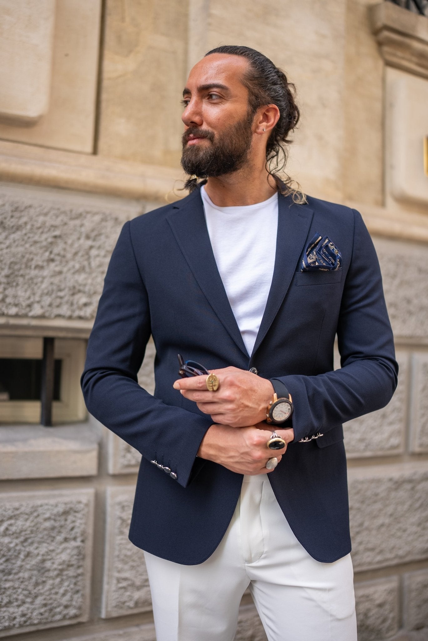 Tours Mono Collar Blazer — Navy