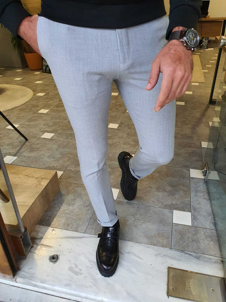 Pantalón gris de cuadros SlimFit