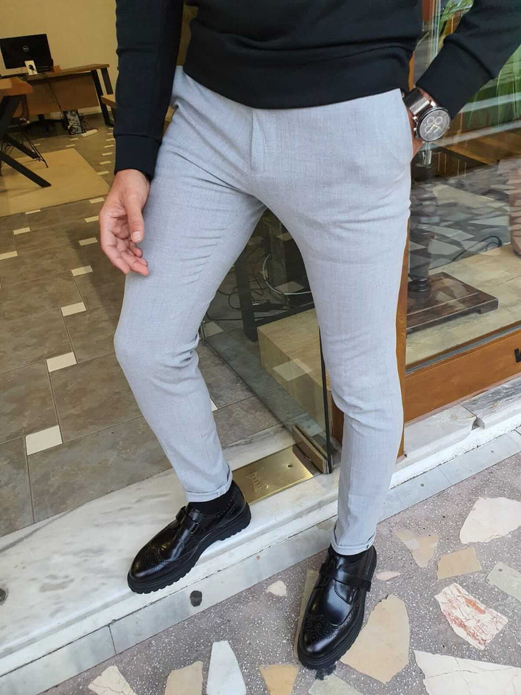 Pantalón gris de cuadros SlimFit
