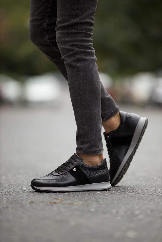 Черные кожаные кроссовки Arizona