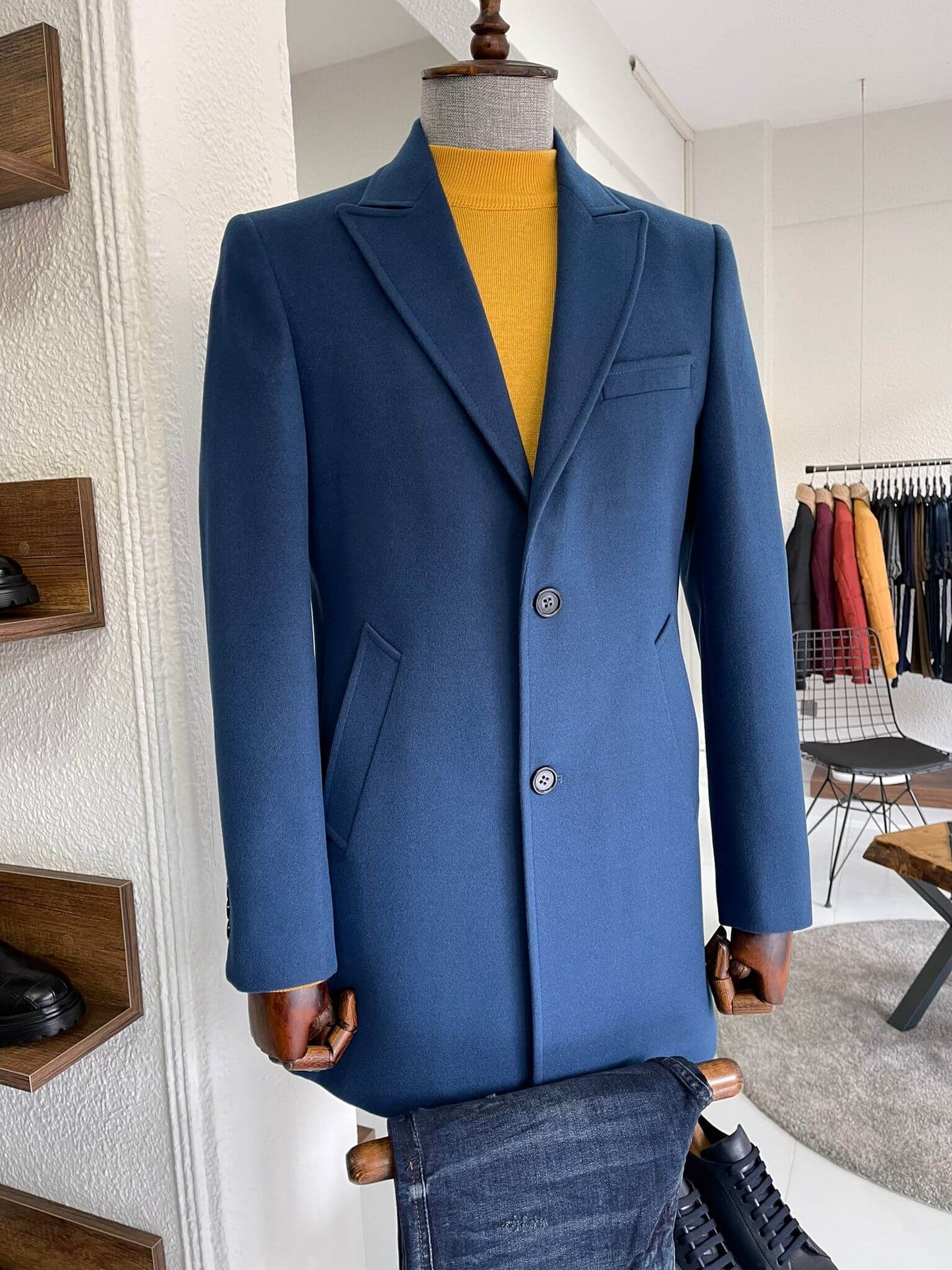A stylish Birmingham Indigo Wool Coat