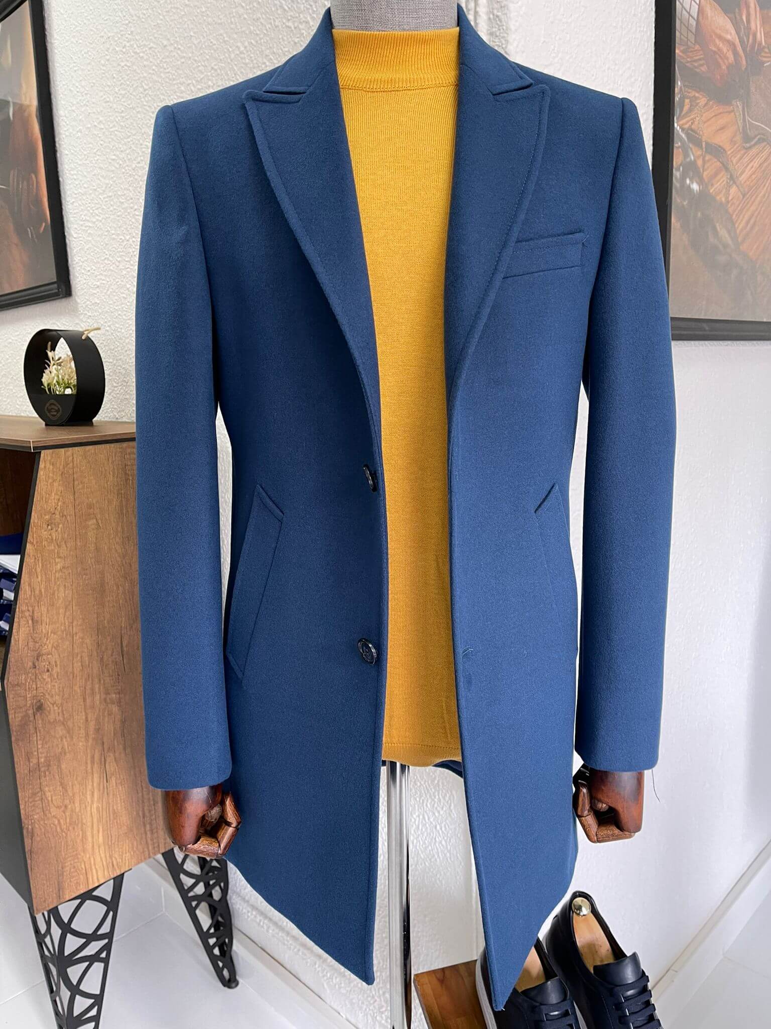 A stylish Birmingham Indigo Wool Coat
