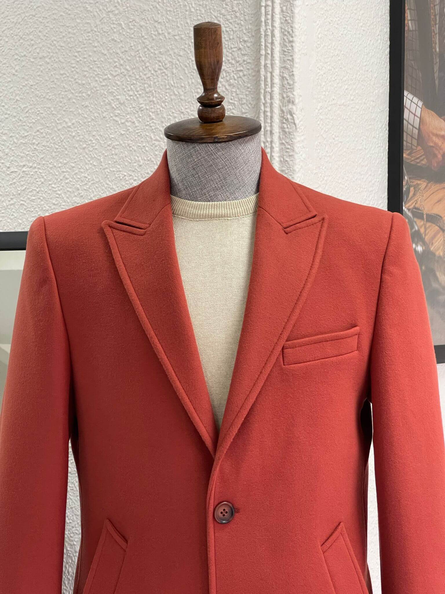 Stylish wool coat featuring Birmingham Tile design
