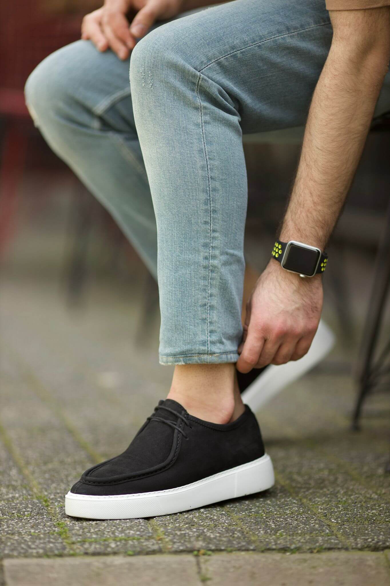 A Black Casual Lace Up on display.