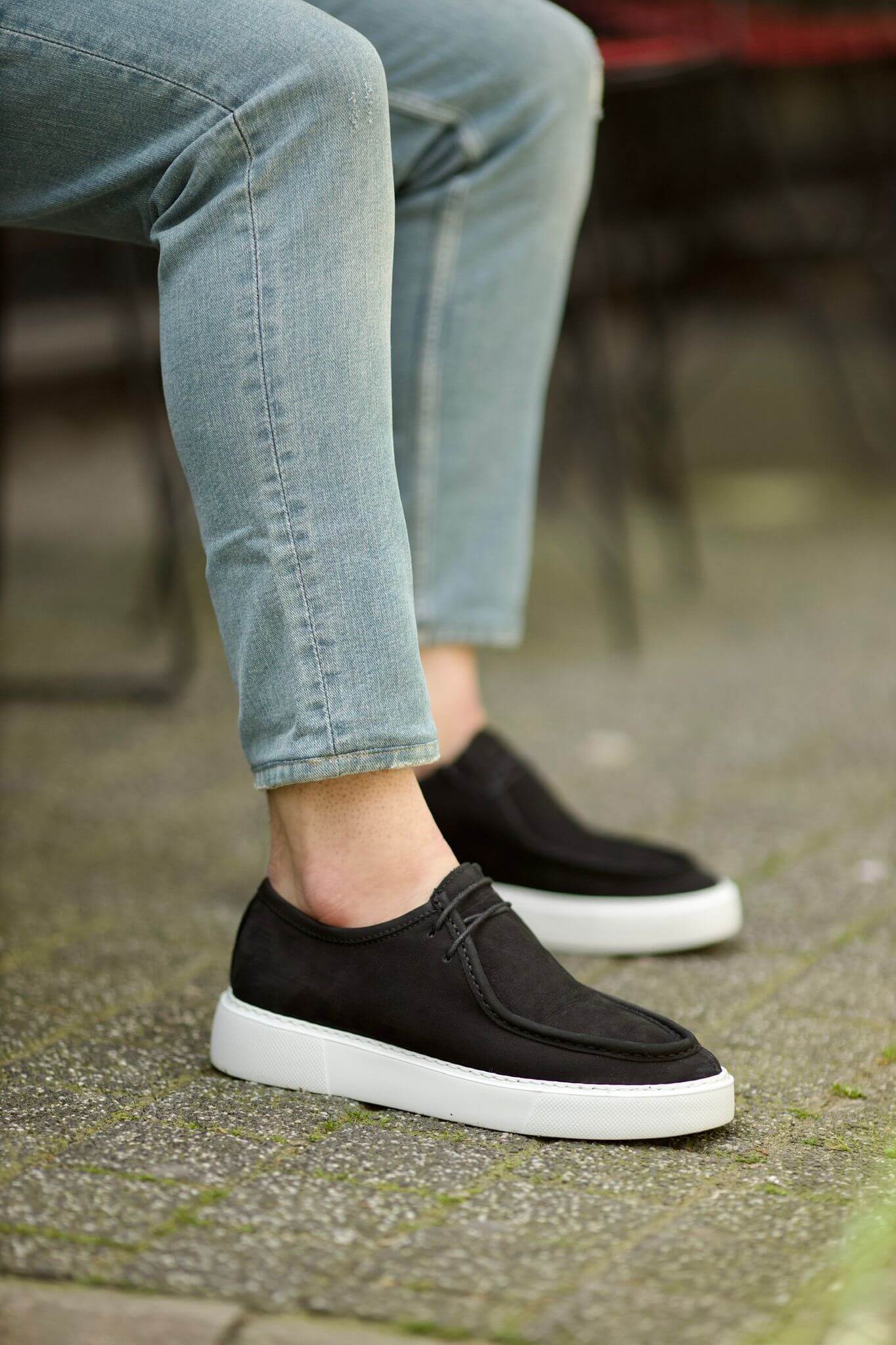 A Black Casual Lace Up on display.