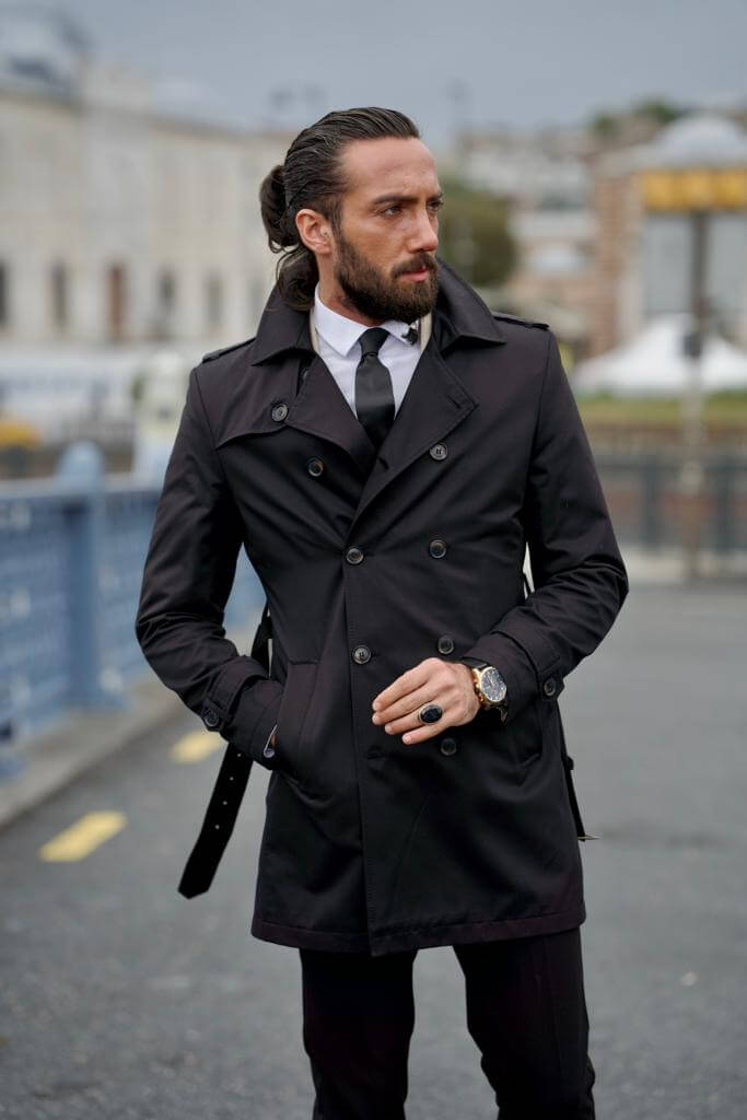 Stylish and versatile black trench coat