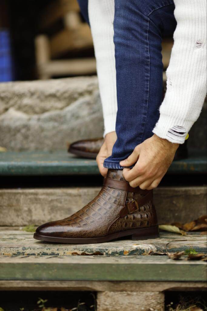 Brown Buckle Chelsea Boots