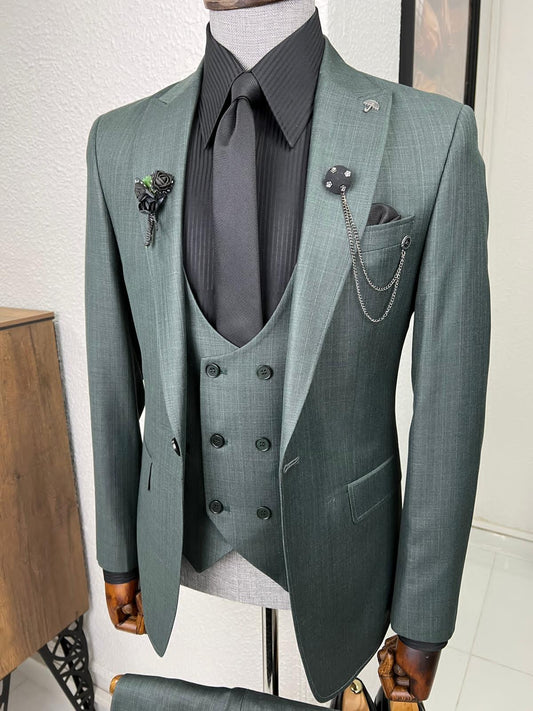 Canvass Patterned Green Suit