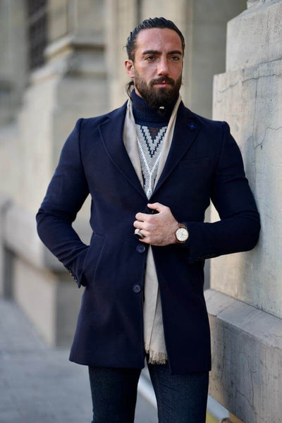 Dark Blue Cachet Coat for Men