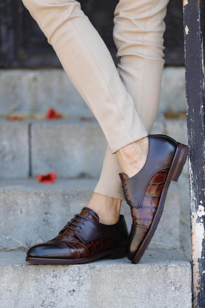 Detailed Brown Derby Shoes – Tuscany Edition 44
