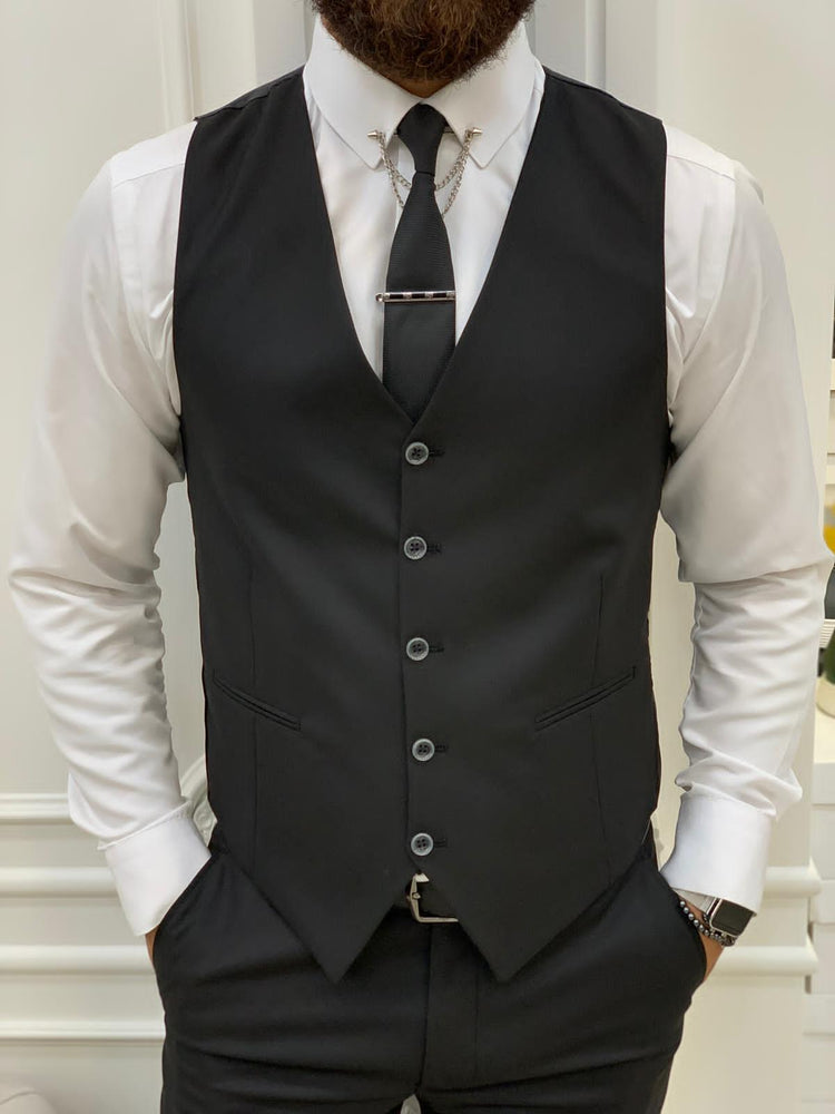 Dijon Striped Black Suit - Hollo Men