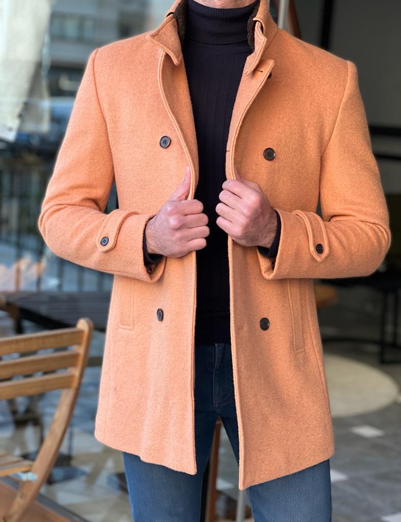 Double Breasted Camel Coat with a modern twist