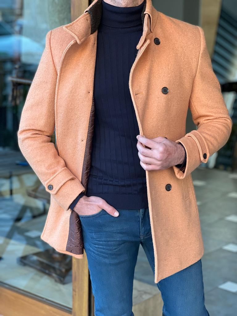 Double Breasted Camel Coat with a modern twist