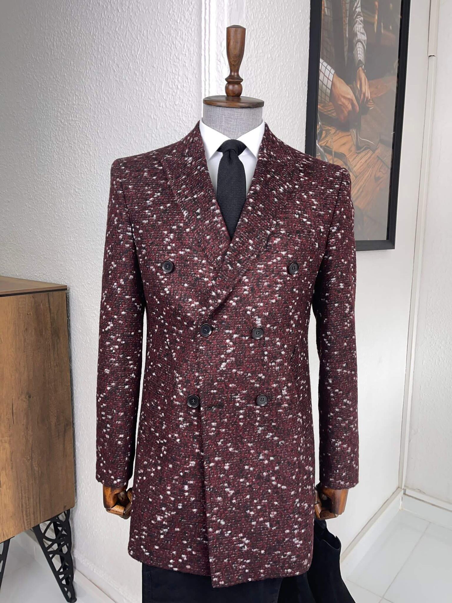 Timeless Double Breasted Claret Red Coat: