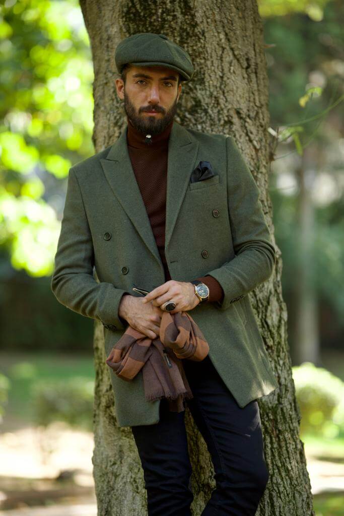 Khaki Cachet Coat with Buttoned Front