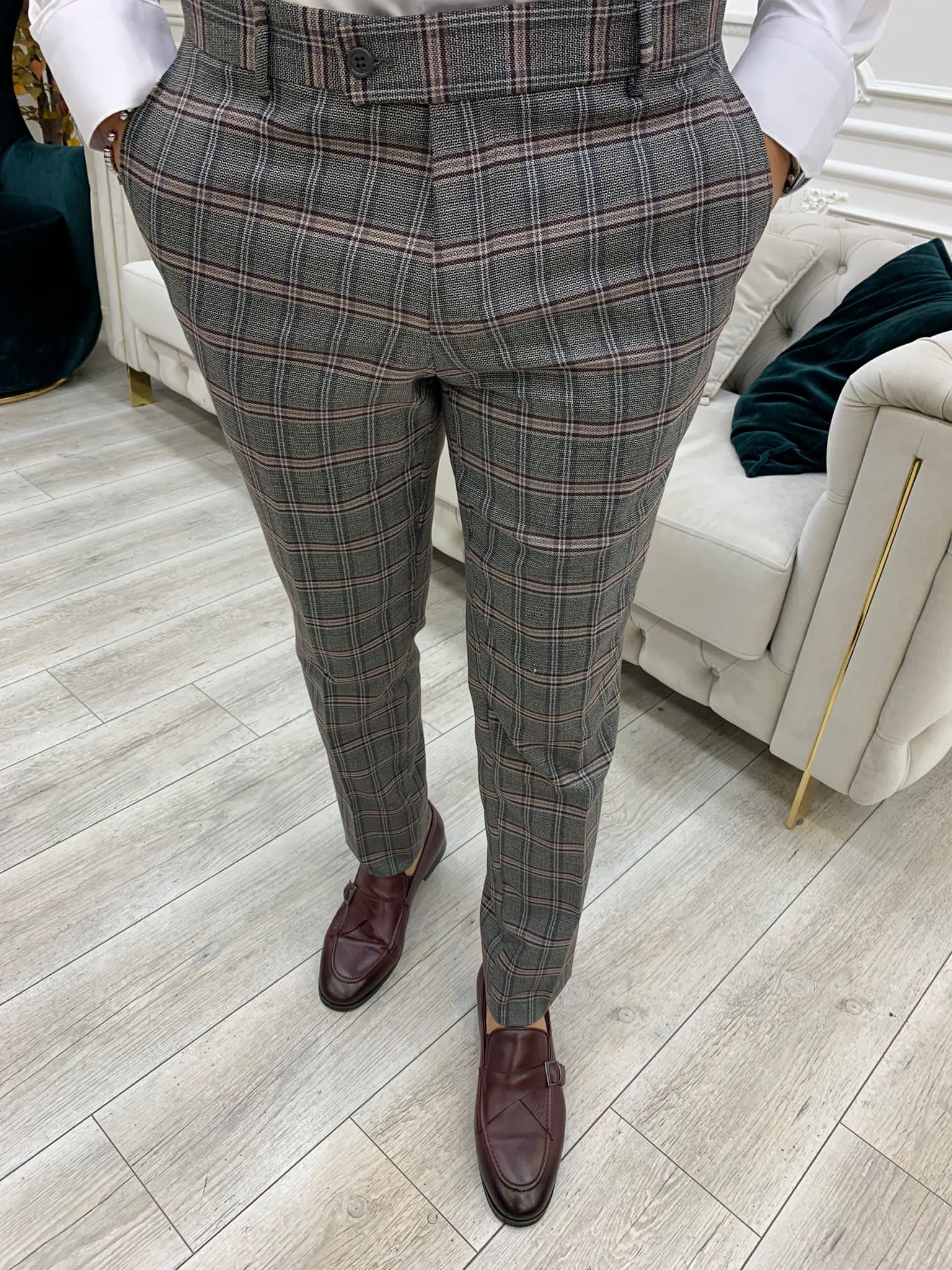 Double Breasted Plaid Pink Suit HolloMen Double Breasted Plaid Pink Suit HolloMen