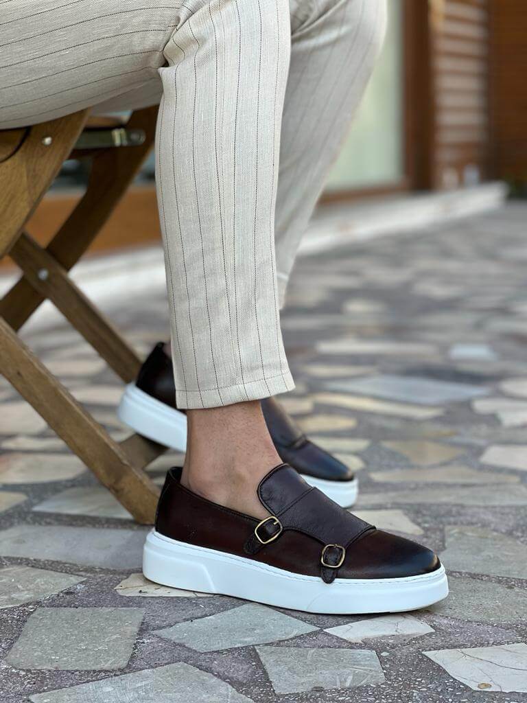 Double Buckle Brown Casual Shoe