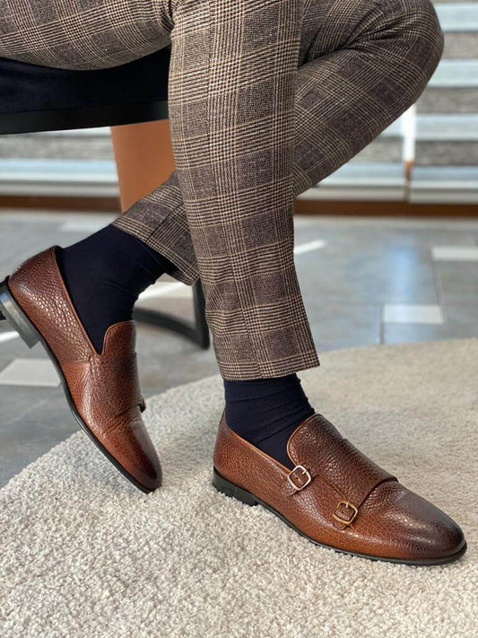 I-Double Buckle Brown Loafers