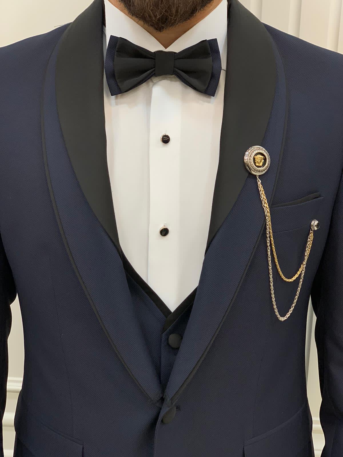 The Perfect Navy Blue Prom Tuxedo