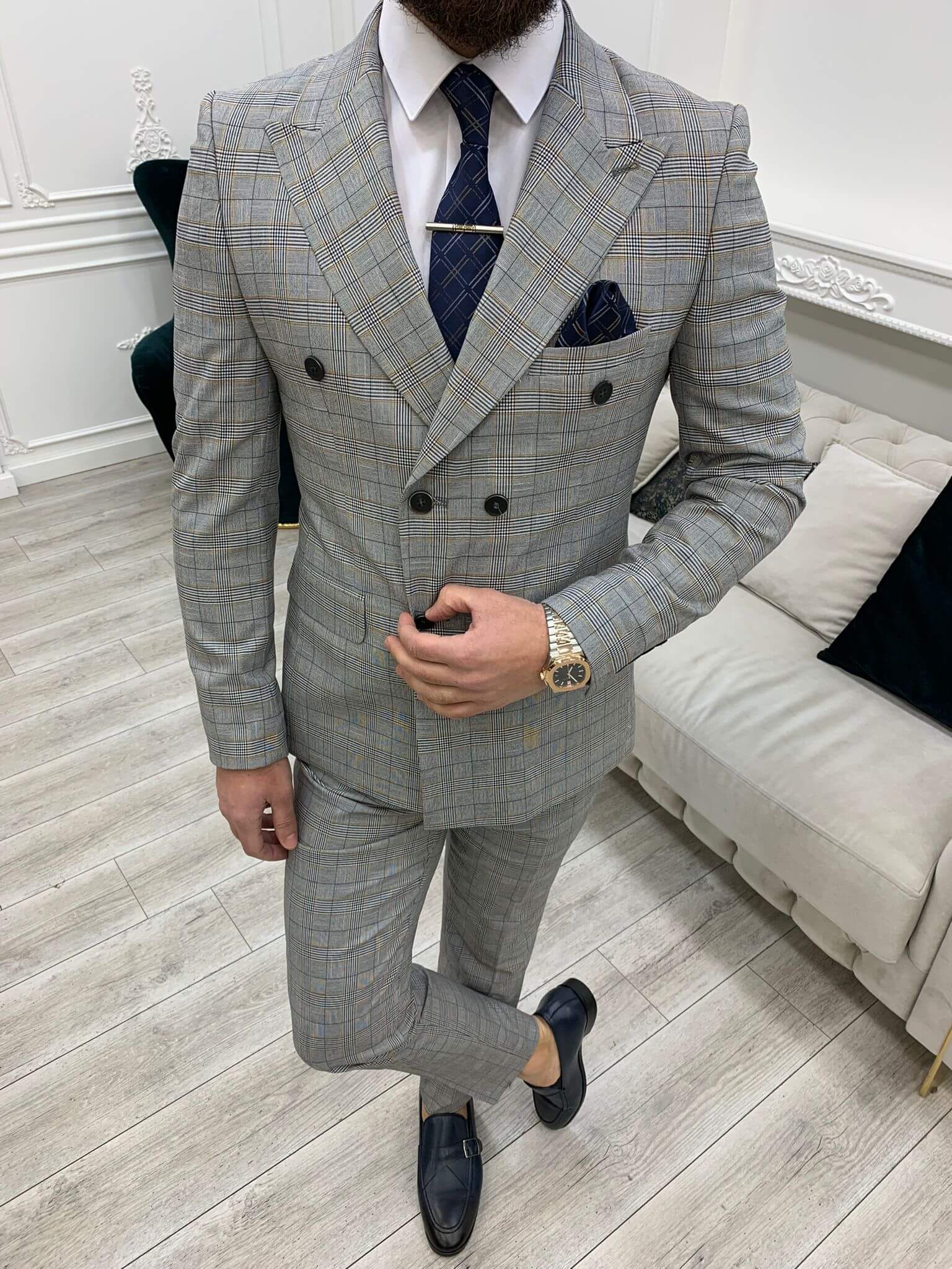 Gray Double Breasted Suit – HolloMen