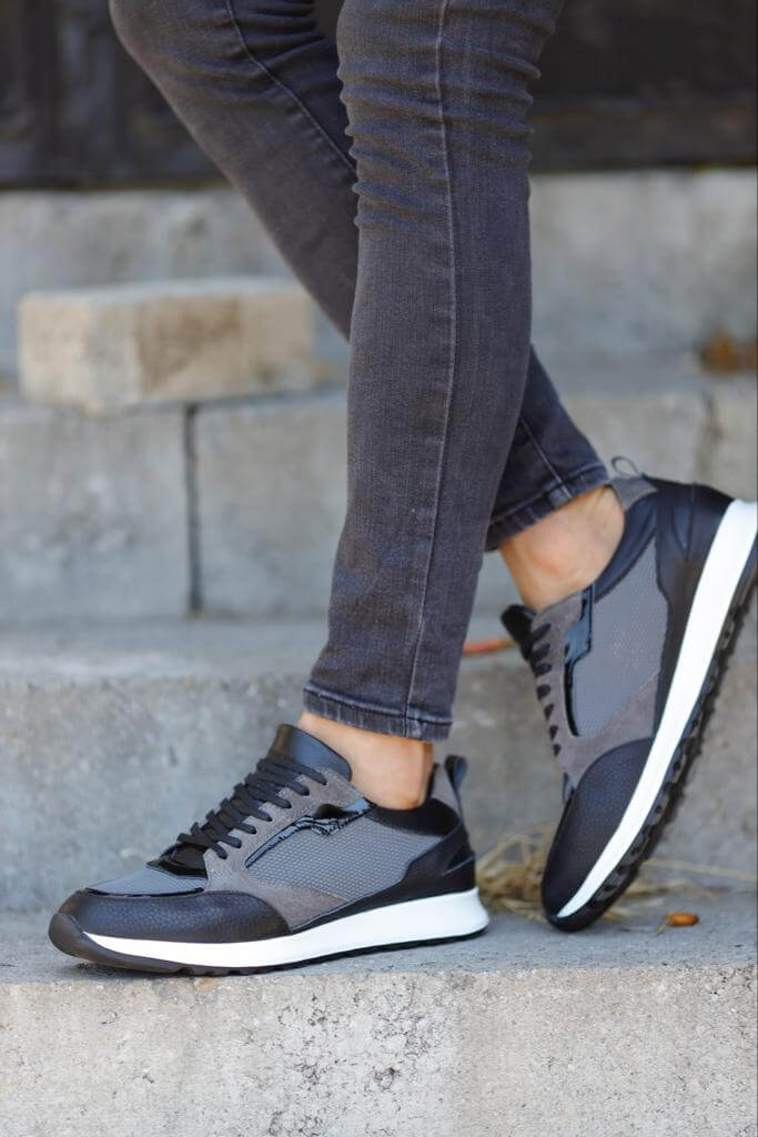 Gray Leather Sneakers